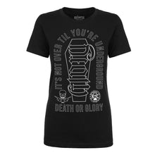 Load image into Gallery viewer, WOMEN'S | DEATH / GLORY Ambigram | - BLACK SHORT SLEEVE T-SHIRT
