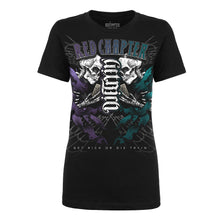 Load image into Gallery viewer, WOMEN&#39;S | Get Rich / Die Tryin&#39; Ambigram | - Black Short Sleeve T-Shirt
