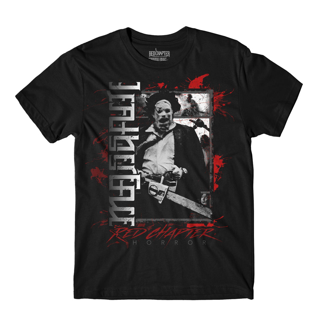 MEN'S HORROR | Leatherface / Massacre Ambigram | - Short Sleeve T-Shirt