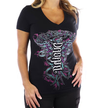 Load image into Gallery viewer, WOMEN&#39;S | Dream / Believe Ambigram | - Black Short Sleeve V-neck T-Shirt
