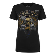 Load image into Gallery viewer, WOMEN&#39;S | Strength / Courage Ambigram | - Black Short Sleeve T-Shirt
