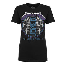 Load image into Gallery viewer, WOMEN&#39;S | NEVER / FORGET Ambigram | - BLACK SHORT SLEEVE T-SHIRT
