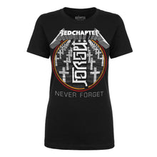 Load image into Gallery viewer, WOMEN&#39;S | NEVER / FORGET Ambigram | - BLACK SHORT SLEEVE T-SHIRT
