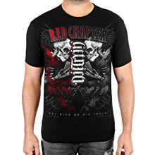 Load image into Gallery viewer, MEN&#39;S | Get Rich / Die Tryin&#39; Ambigram | Red/Gray - Black Short Sleeve T-Shirt
